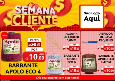 Modelo de Encarte para Encarte A4 Horizontal com o tema Semana do Cliente para Armarinho e Aviamentos