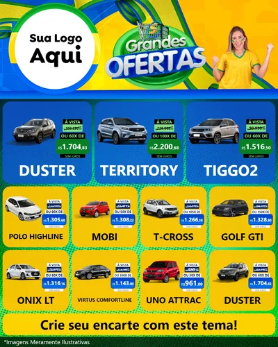 Modelo de Rede Social para Feed Instagram com o tema Grandes Ofertas para Concessionaria de Carros