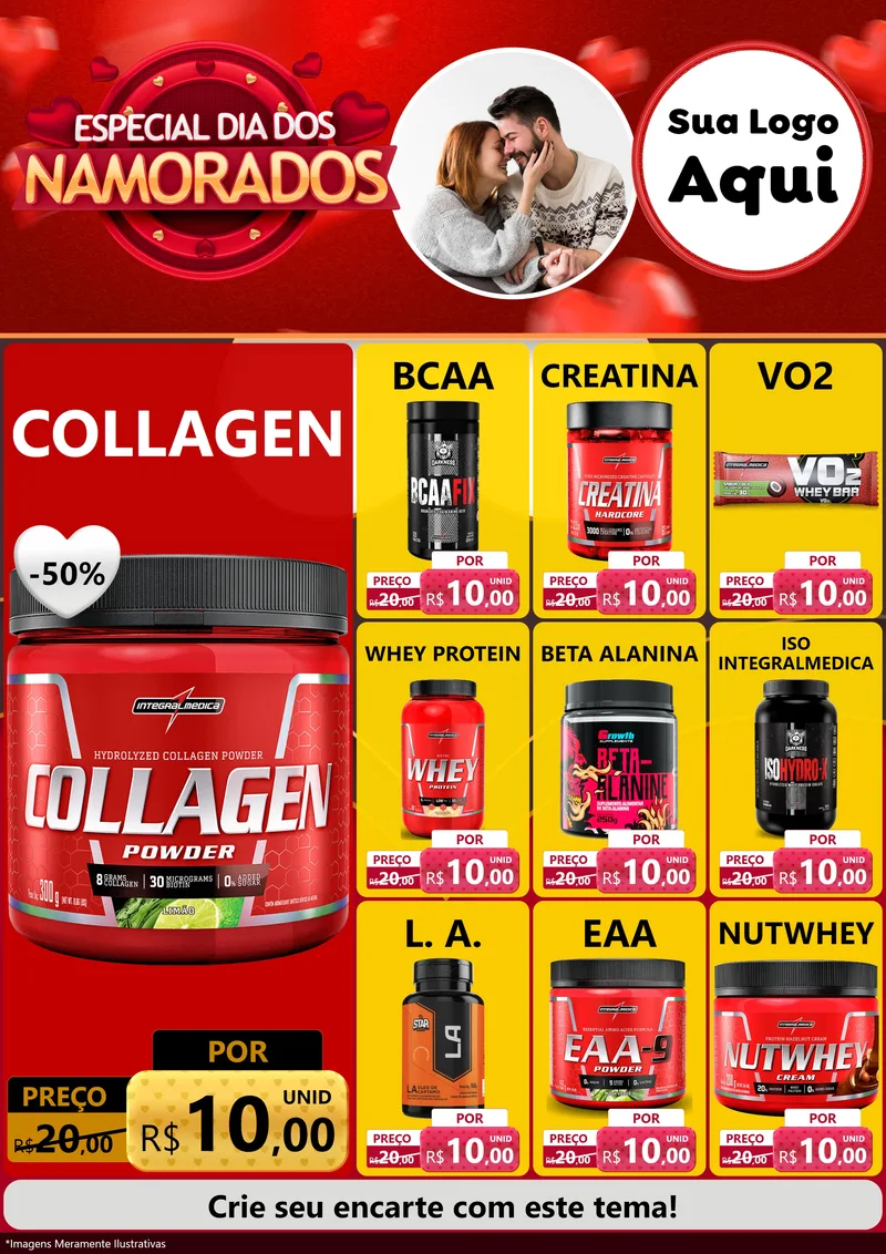 Modelo de Encarte para Encarte A4 Vertical com o tema Especial Dia Dos Namorados para Suplementos alimentares