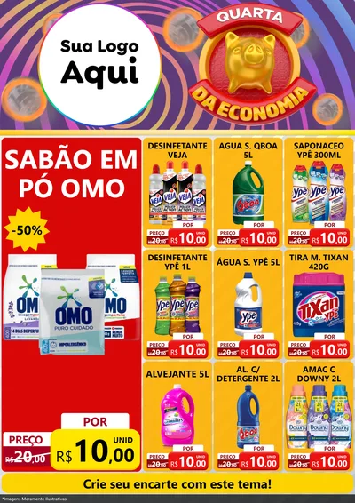 Modelo de Encarte para Encarte A4 Vertical com o tema Quarta da Economia para Produtos de Limpeza