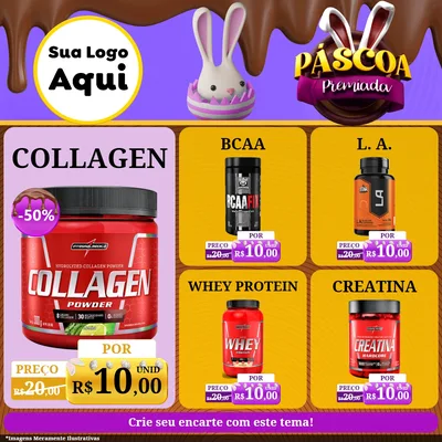 Modelo de Rede Social para Feed Facebook com o tema Páscoa Premiada para Suplementos alimentares