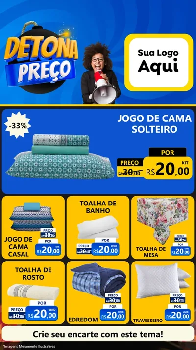 Modelo de Rede Social para Stories com o tema Detona Preços para Cama, Mesa e Banho