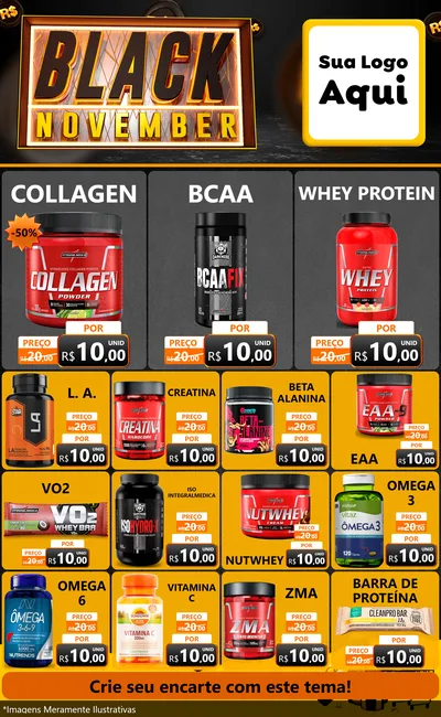 Modelo de Encarte para Encarte Grande com o tema Black November para Suplementos alimentares