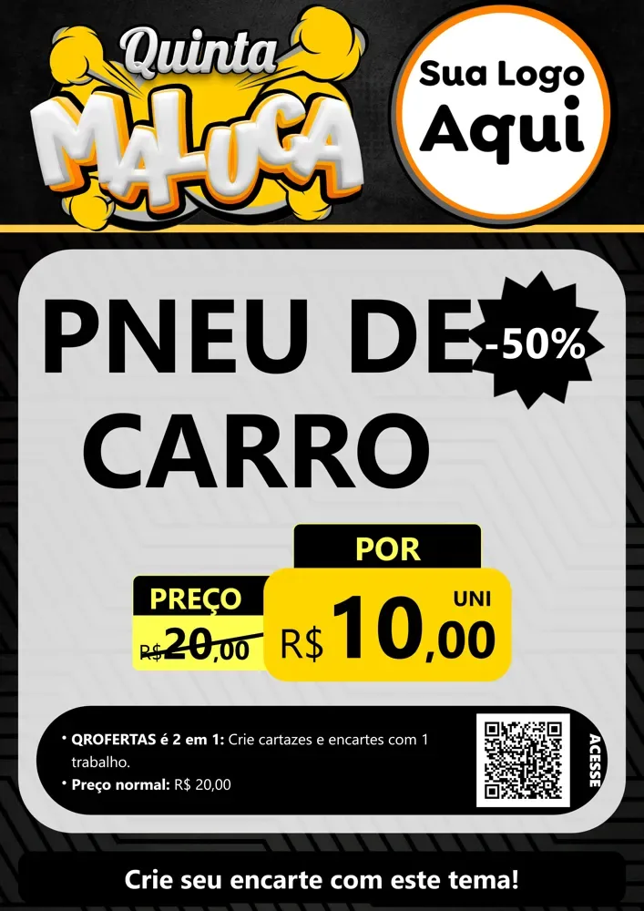 Modelo de Cartaz para Cartaz A4 Vertical com o tema Quinta Maluca para Auto peças