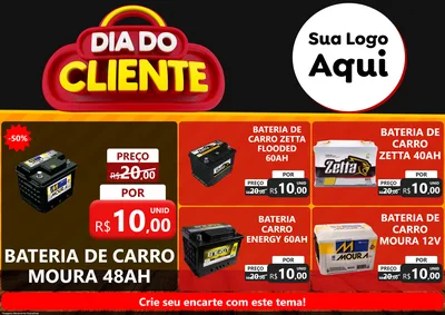 Modelo de Encarte para Encarte A4 Horizontal com o tema Dia do Cliente para Baterias Elétricas