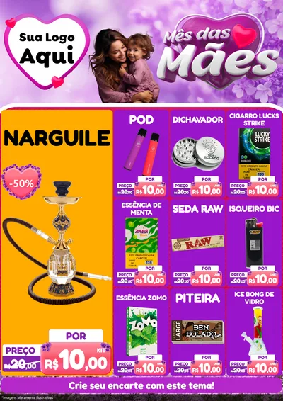 Modelo de Encarte para Encarte A4 Vertical com o tema Mês das Mães para Tabacaria