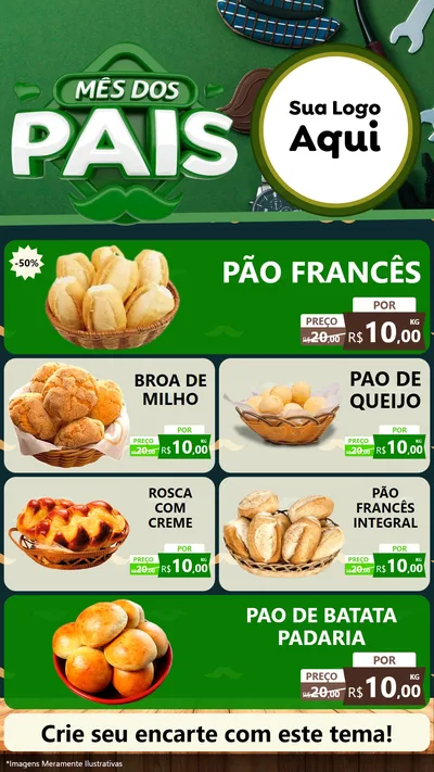 Modelo de TV para TV Vertical com o tema Mês dos Pais para Padaria