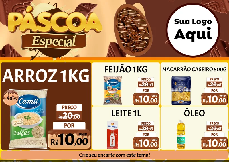 Modelo de Encarte para Encarte A4 Horizontal com o tema Páscoa Especial para Supermercado