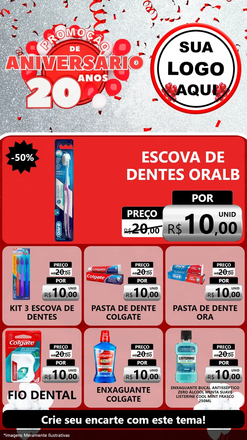 Modelo de Rede Social para Stories com o tema Promoção de Aniversário - 20 Anos para Higiene Pessoal