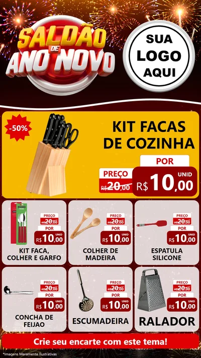 Modelo de Rede Social para Stories com o tema Saldão de Ano Novo para Utilidades Domésticas