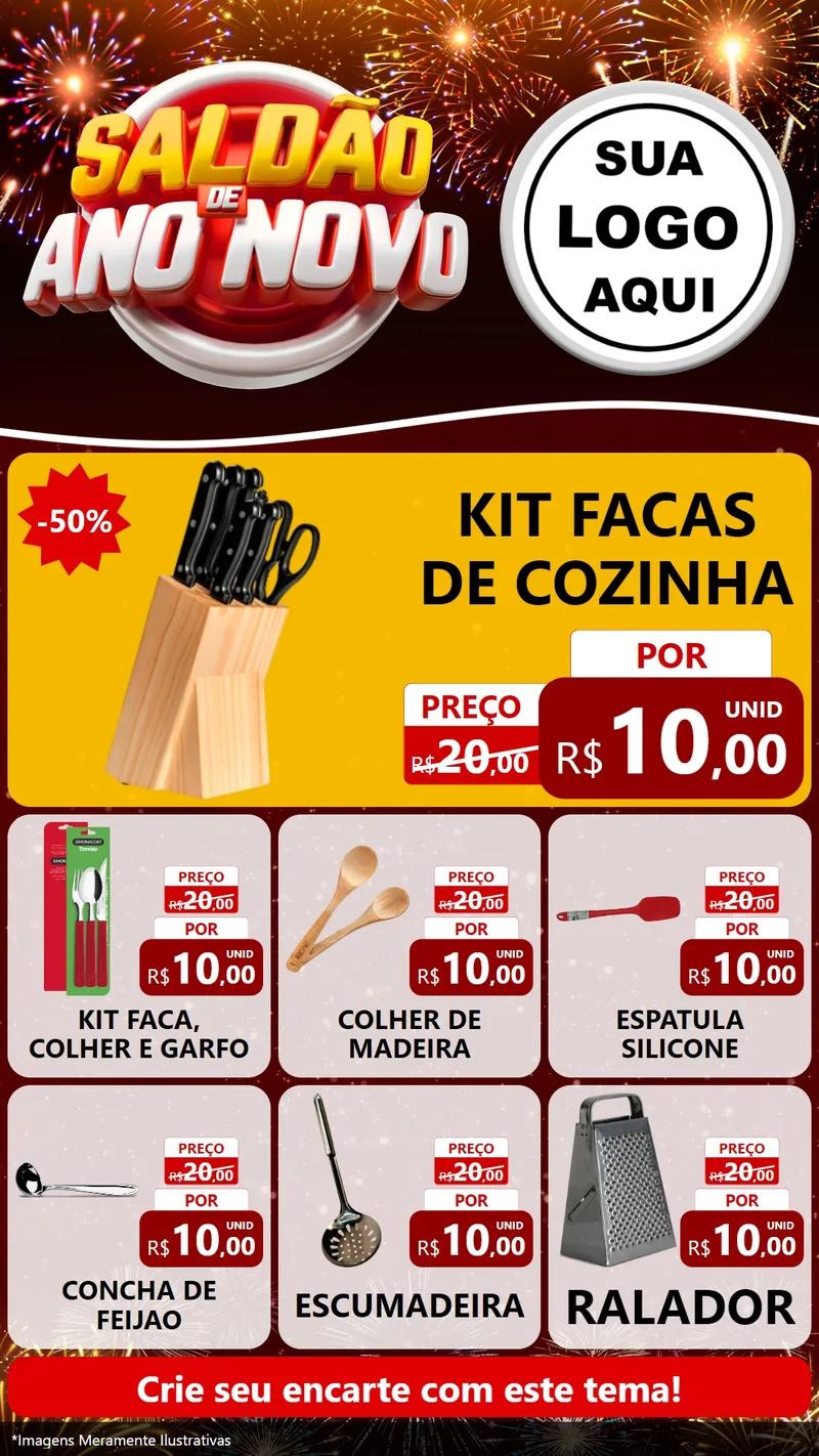 Modelo de Rede Social para Stories com o tema Saldão de Ano Novo para Utilidades Domésticas