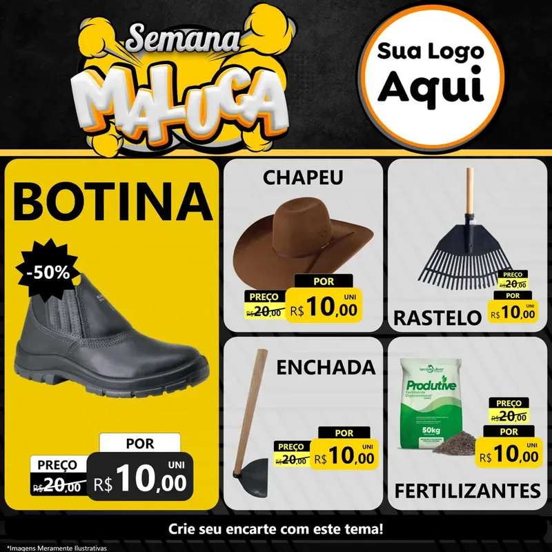 Modelo de Rede Social para Feed Facebook com o tema Semana Maluca para Agropecuária