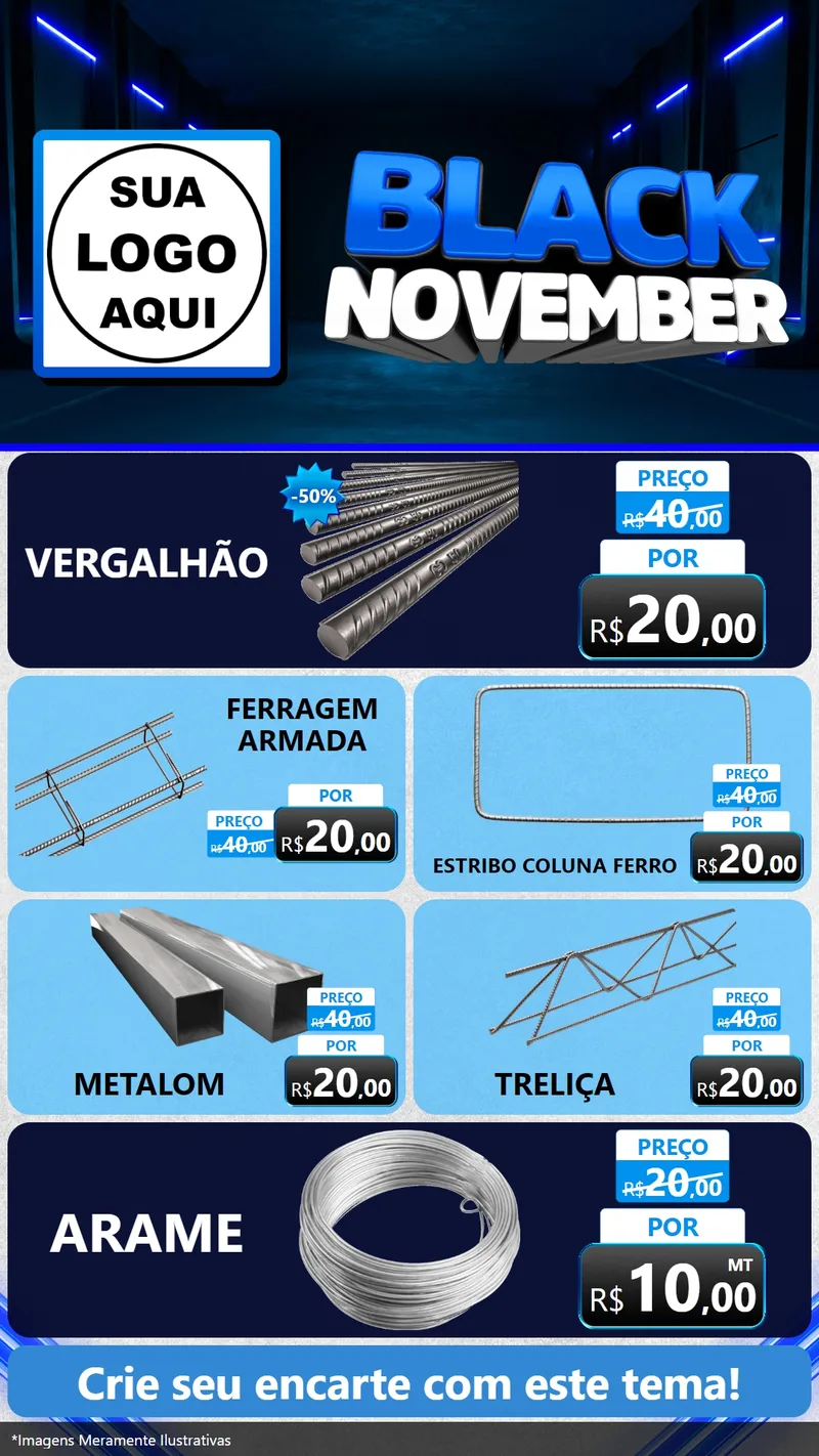 Modelo de TV para TV Vertical com o tema Black November para Ferragens