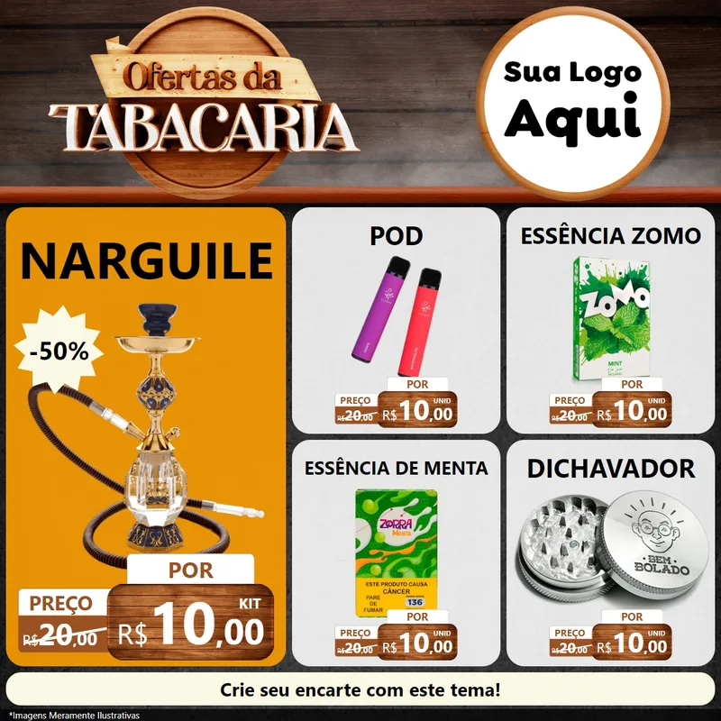 Modelo de Rede Social para Feed Facebook com o tema Ofertas da Tabacaria para Tabacaria