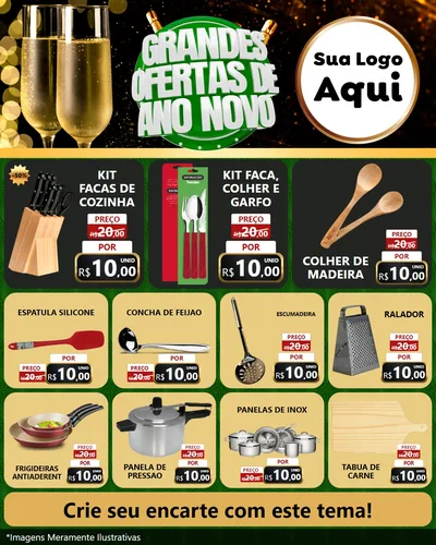 Modelo de Rede Social para Feed Instagram com o tema Grandes Ofertas de Ano Novo para Utilidades Domésticas