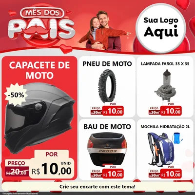 Modelo de Rede Social para Feed Facebook com o tema Mês dos Pais para Moto peças