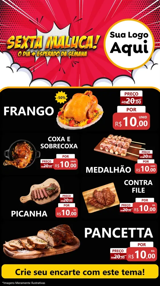 Modelo de TV para TV Vertical com o tema Sexta Maluca! para Assados