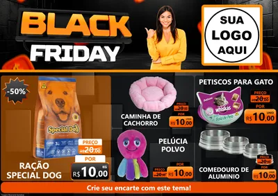 Modelo de Encarte para Encarte A4 Horizontal com o tema Black Friday para Pet Shop