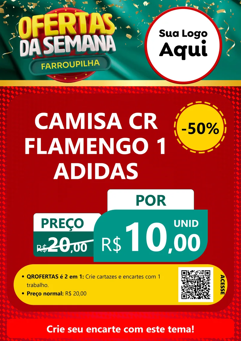 Modelo de Cartaz para Cartaz A4 Vertical com o tema Ofertas da Semana Farroupilha para Roupas e acessórios
