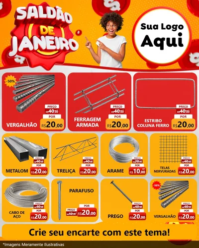 Modelo de Rede Social para Feed Instagram com o tema Saldão de Janeiro para Ferragens