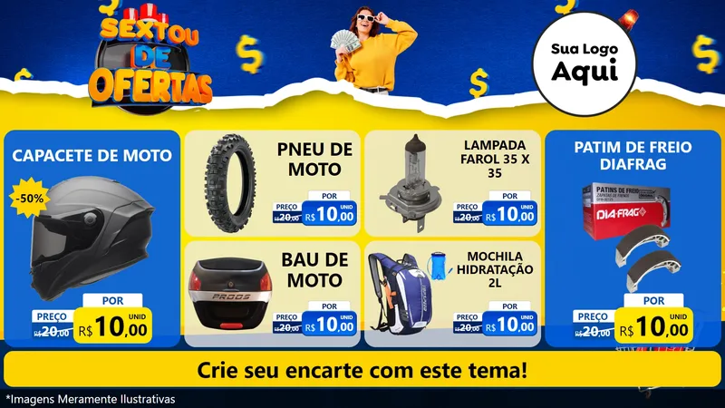 Modelo de TV para TV Horizontal com o tema Sextou de Ofertas para Moto peças