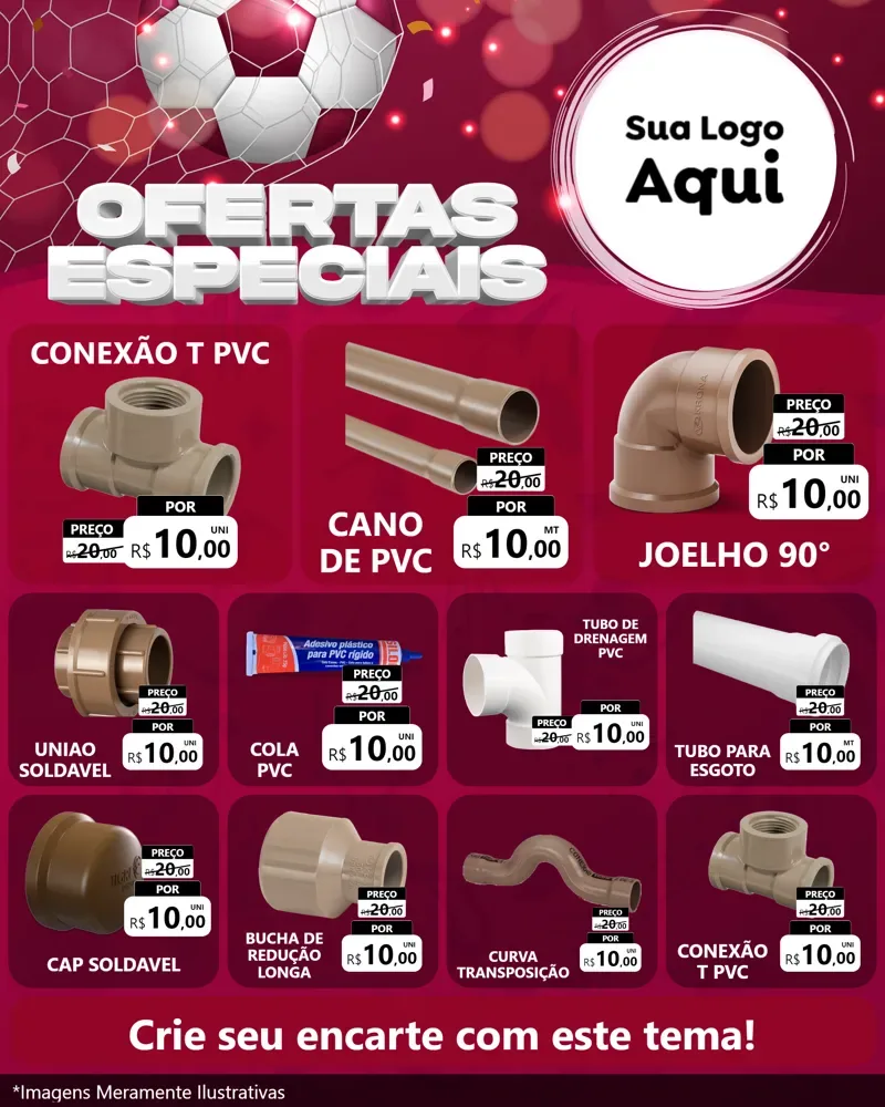 Modelo de Rede Social para Feed Instagram com o tema Ofertas Especiais - Futebol para Tubos e conexões