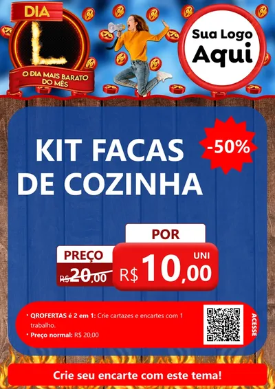 Modelo de Cartaz para Cartaz A4 Vertical com o tema Dia L - O Dia Mais Barato Do Mês para Utilidades Domésticas