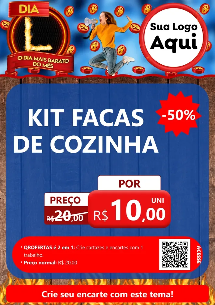 Modelo de Cartaz para Cartaz A4 Vertical com o tema Dia L - O Dia Mais Barato Do Mês para Utilidades Domésticas