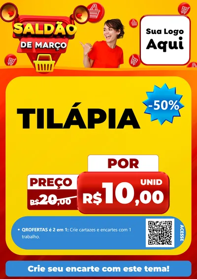 Modelo de Cartaz para Cartaz A4 Vertical com o tema Saldão de Março para Peixaria