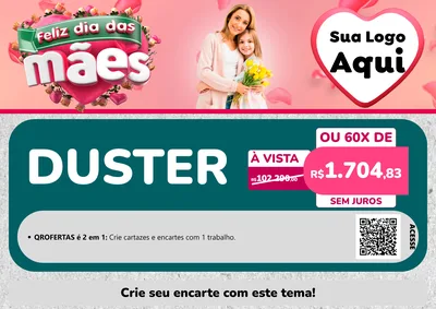 Modelo de Cartaz para Cartaz A4 Horizontal com o tema Feliz Dia das Mães para Concessionaria de Carros