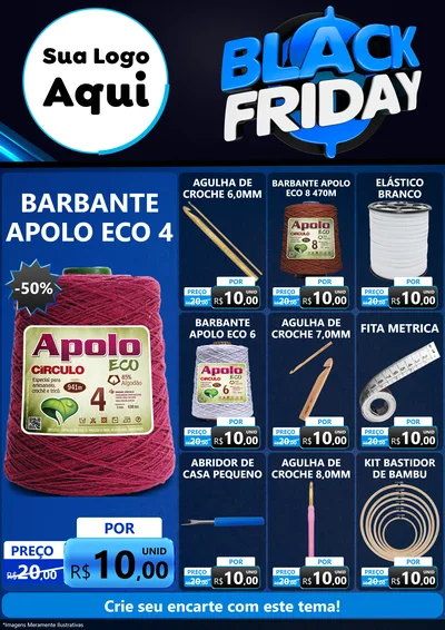 Modelo de Encarte para Encarte A4 Vertical com o tema Black Friday para Armarinho e Aviamentos