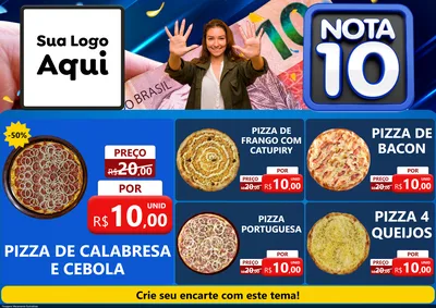 Modelo de Encarte para Encarte A4 Horizontal com o tema Nota 10 para Pizzaria