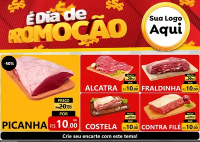 Modelo de Encarte para Encarte A4 Horizontal com o tema É Dia De Promoção para Açougue