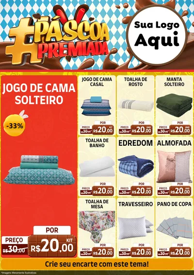 Modelo de Encarte para Encarte A4 Vertical com o tema Páscoa Premiada para Cama, Mesa e Banho
