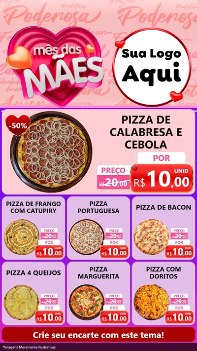 Modelo de Rede Social para Stories com o tema Mês Das Mães para Pizzaria
