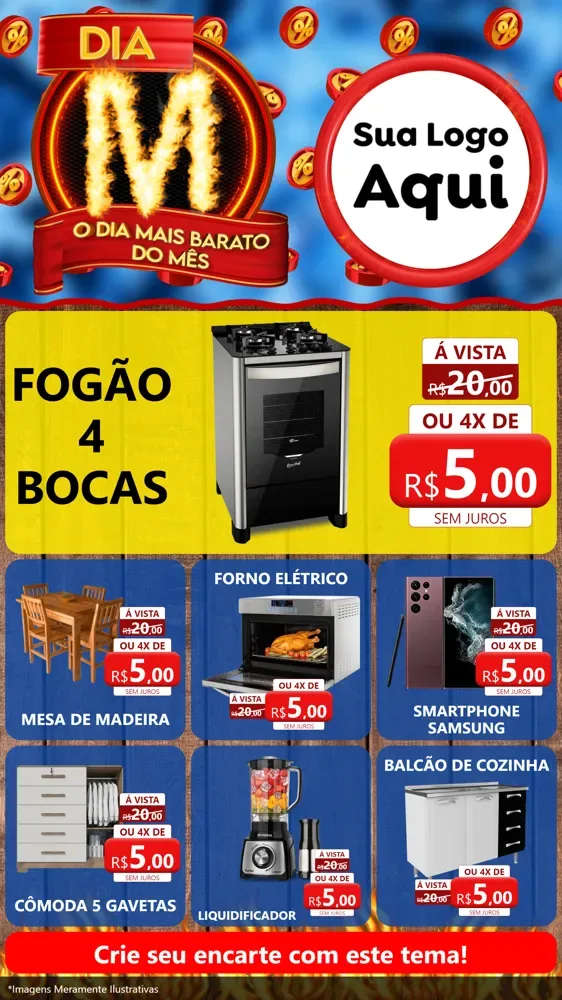 Modelo de Rede Social para Stories com o tema Dia M - O Dia Mais Barato Do Mês para Móveis e Eletro