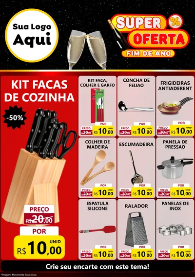 Modelo de Encarte para Encarte A4 Vertical com o tema Super Oferta Fim de Ano para Utilidades Domésticas