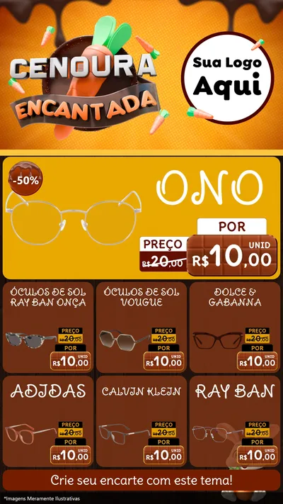 Modelo de Rede Social para Stories com o tema Cenoura Encantada - Páscoa para Óticas