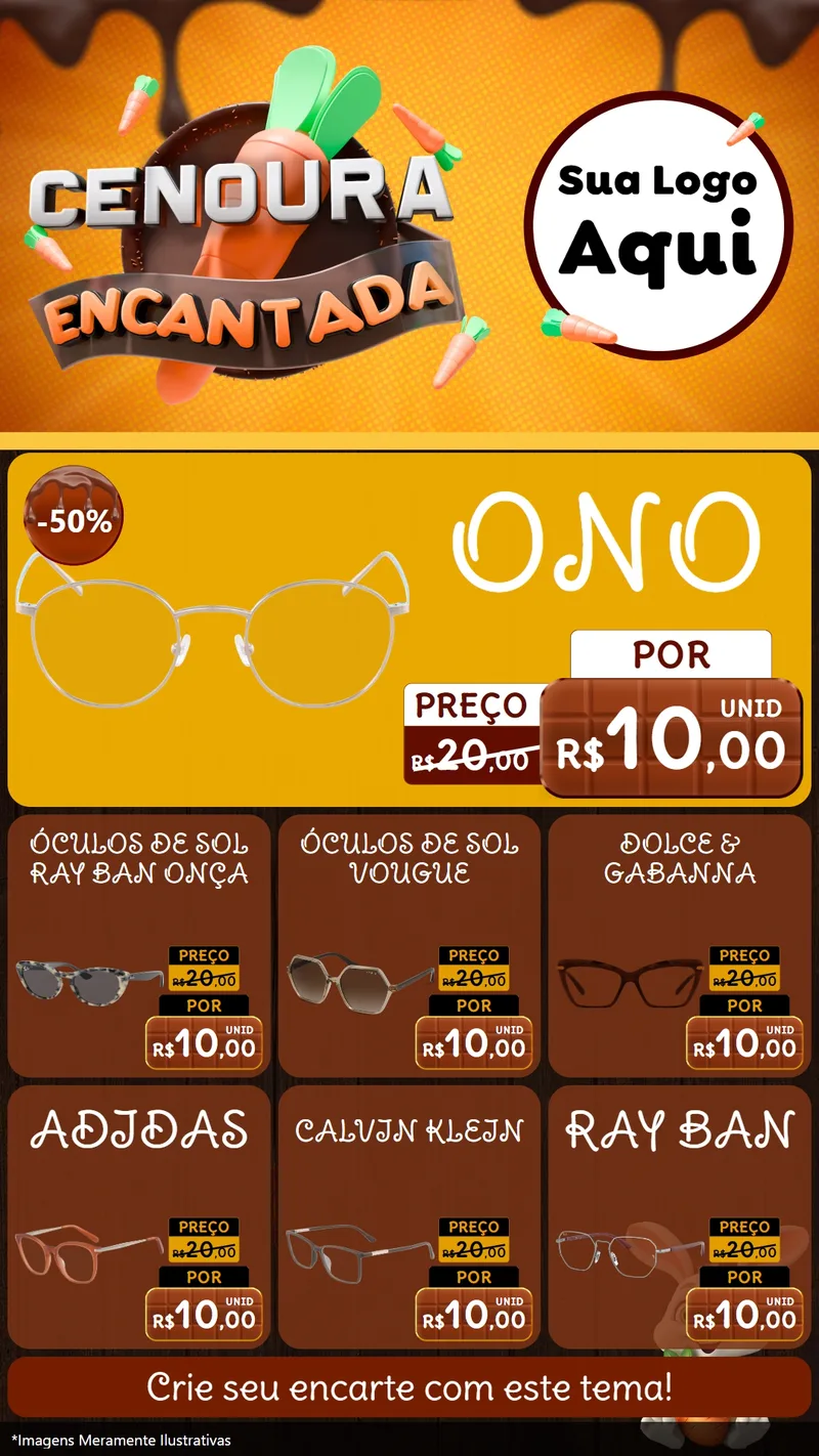 Modelo de Rede Social para Stories com o tema Cenoura Encantada - Páscoa para Óticas