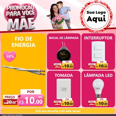 Modelo de Rede Social para Feed Facebook com o tema Promoção Para Você Mãe para Materiais Elétricos