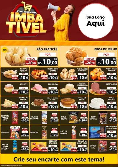 Modelo de Encarte para Encarte A4 Vertical com o tema Fim de Semana Imbatível para Padaria