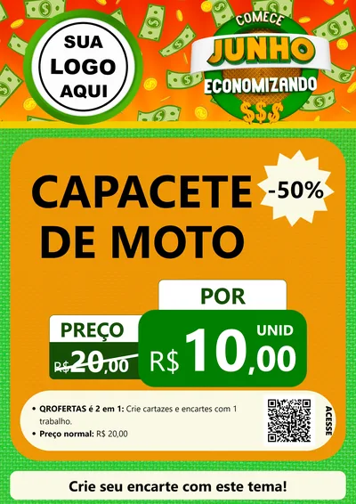 Modelo de Cartaz para Cartaz A4 Vertical com o tema Comece Junho Economizando para Moto peças