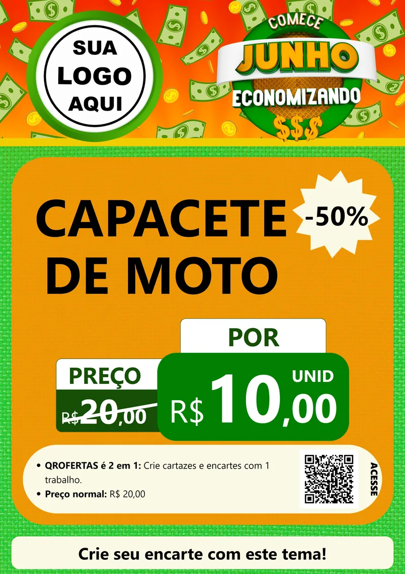 Modelo de Cartaz para Cartaz A4 Vertical com o tema Comece Junho Economizando para Moto peças
