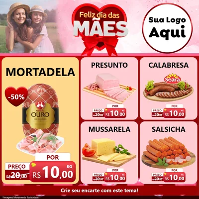 Modelo de Rede Social para Feed Facebook com o tema Feliz Dia Das Mães para Frios e Laticínios