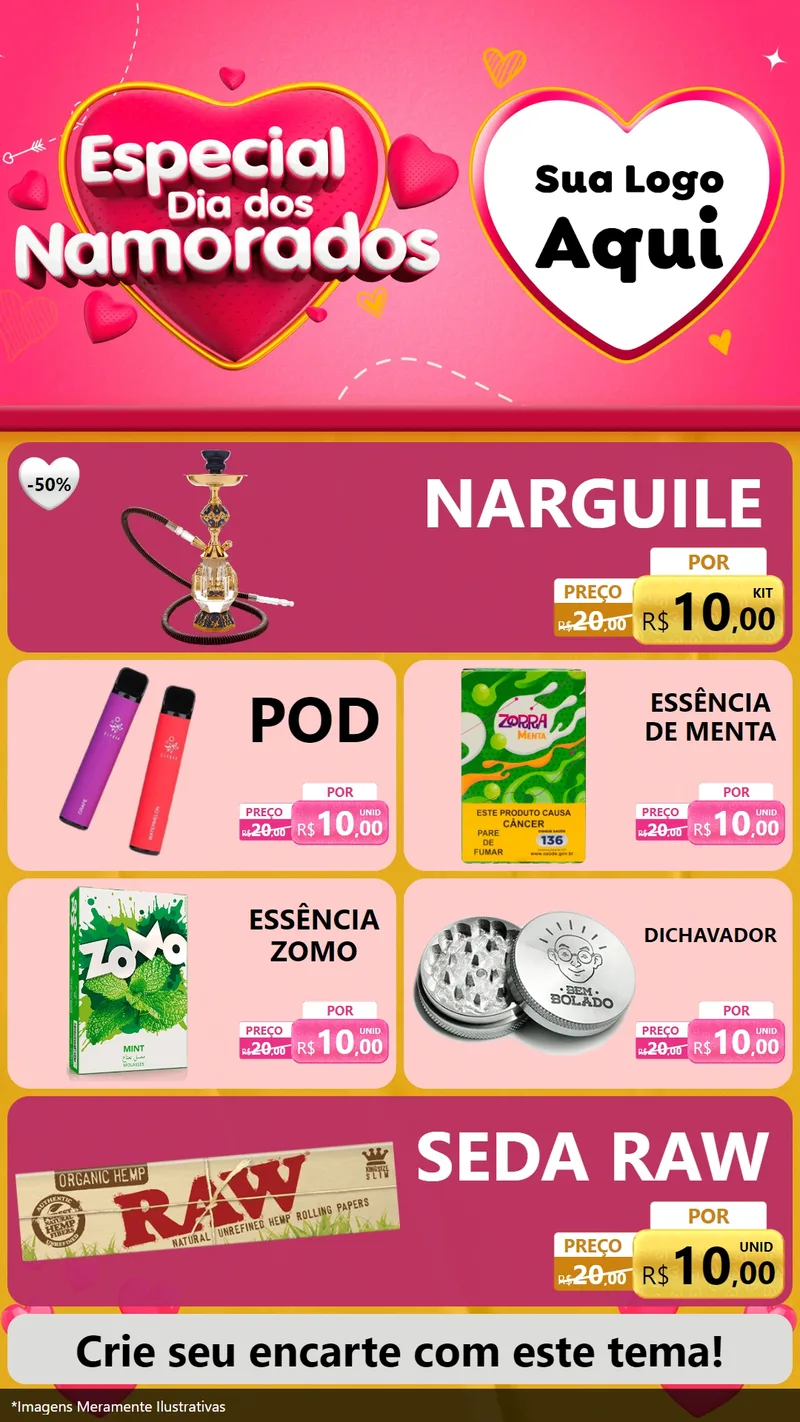 Modelo de TV para TV Vertical com o tema Especial Dia dos Namorados para Tabacaria