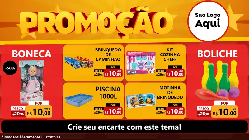 Modelo de TV para TV Horizontal com o tema Promoção para Brinquedos