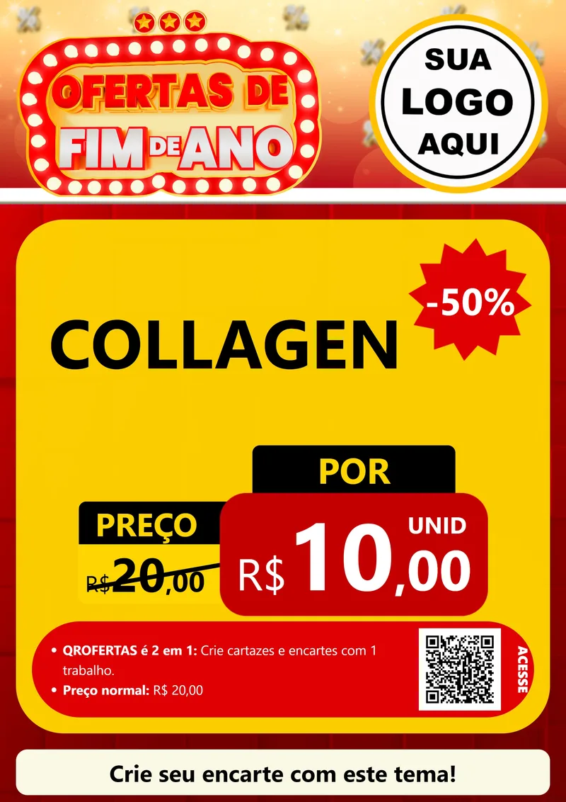 Modelo de Cartaz para Cartaz A4 Vertical com o tema Ofertas de Fim de Ano para Suplementos alimentares