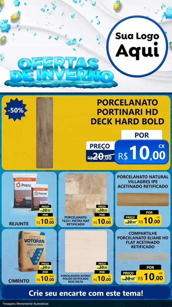 Modelo de Rede Social para Stories com o tema Ofertas de Inverno para Pisos e revestimentos