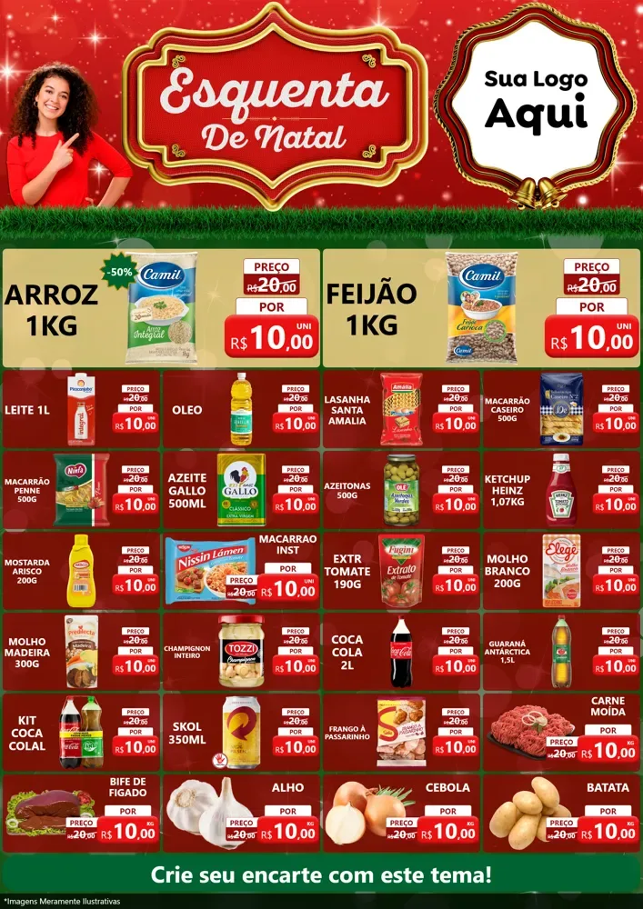 Modelo de Encarte para Encarte A4 Vertical com o tema Esquenta de Natal para Supermercado