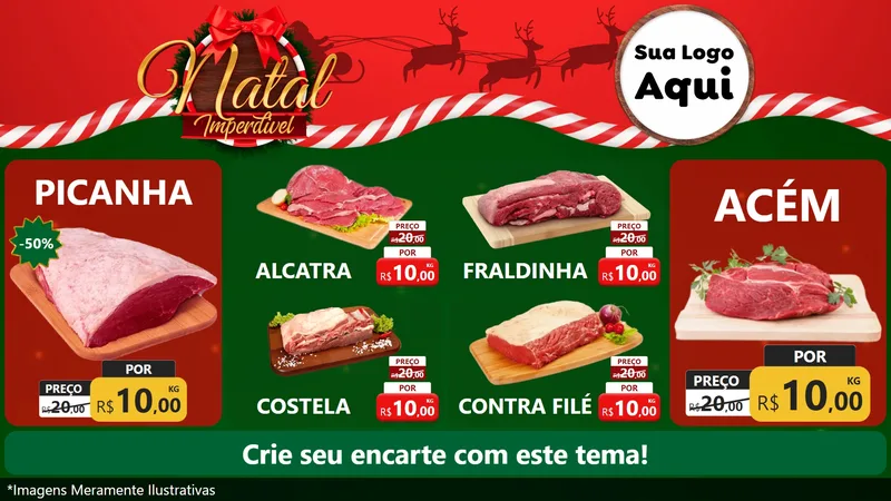 Modelo de TV para TV Horizontal com o tema Natal Imperdível para Açougue